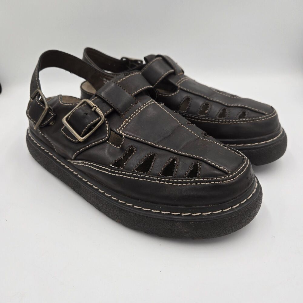 Y2K VTG No Boundaries 10 Haley Chunky Sandals Brown Leather Platform 90s Grunge - Picture 12 of 12